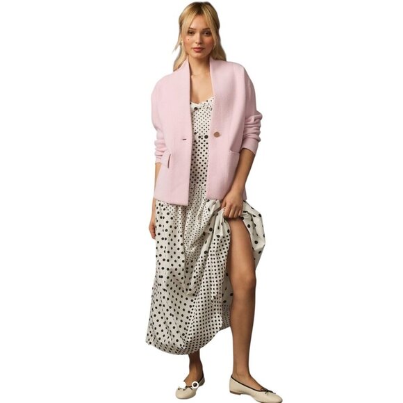 Anthropologie NVLT Knit Relaxed Blazer Jacket Size Small Pink Work Office Soft - Picture 1 of 12